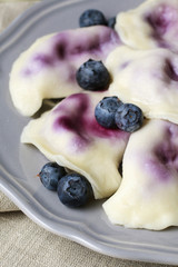 Dumplings with blueberries