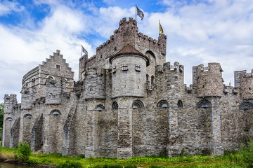 Medieval castle Gravensteen (Castle of Counts) in Gent, Belgium. 