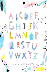 Vector Hand Drawn Artistic Alphabet . Cutout letters. Typeface.