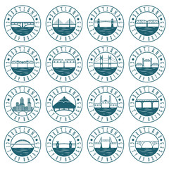 Vintage labels set of Portland , Oregon , USA . Retro emblems of