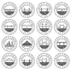 Vintage grunge  labels set of Portland , Oregon , USA . Retro em