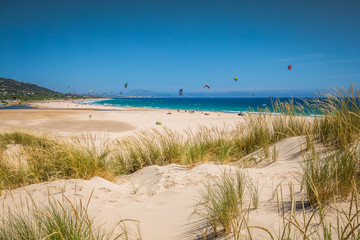 Valdevaqueros beach in spain with africa at horizon - 116014928