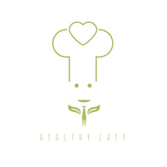 chef with fork and leaves vector design template