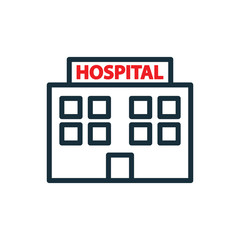 hospital building front icon on white background