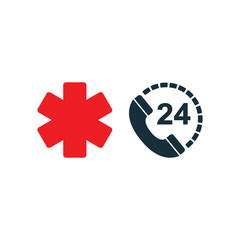 life star medical emergency phone all day nonstop icon  on white