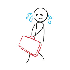 Person schleppt schweren Koffer und schwitzt