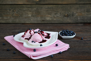 Homemade bilberry ice cream