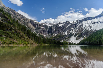 Scenic view of Avalanche Lake and glaciers, West glacier national park, Montana