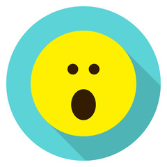 Fototapeta premium Emoticon surprised face. Surprised emoji. Isolated vector illustration on white background. Emoji longshadow icon.