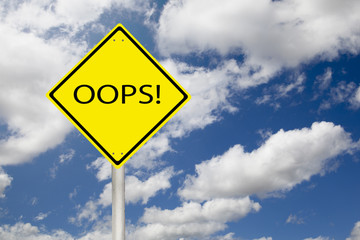 Oops on sky  background