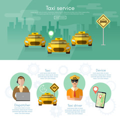 Naklejka premium Taxi service dispatcher transport driver car
