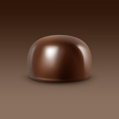 Vector Realistic Dark Black Bitter Chocolate Candy Isolated on Background
