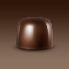 Vector Realistic Dark Black Bitter Chocolate Candy Isolated on Background