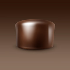 Vector Realistic Dark Black Bitter Chocolate Candy Isolated on Background