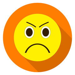 Emoticon angry face. Angry emoji. Isolated vector illustration on white background. Emoji longshadow icon.
