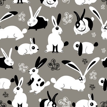 Beautiful pattern with rabbits