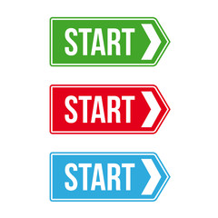 Start Road sign vector set