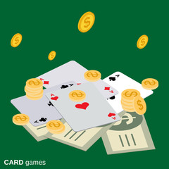 Card games flat isometric vector illustration