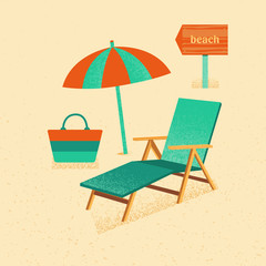 Set of vector summer with texture