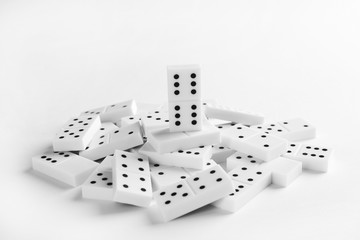 Heap of dominoes, isolated on white