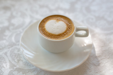 Cup of Cappuccino Coffee with a delicious crema.