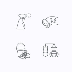 Car wash icons. Cleaning station linear signs.