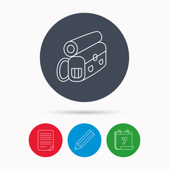 Backpack icon. Travel equipment sign.