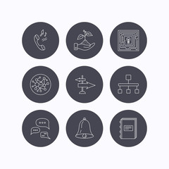 Conversation, global network and direction icon.