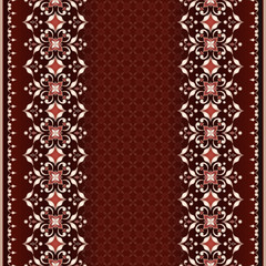 Vintage vector pattern in Eastern style on red  background.