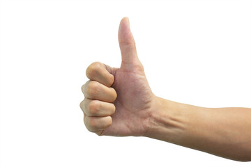 Isolated thump up hand