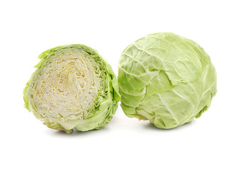 Fototapeta premium Two cabbage, isolated on white