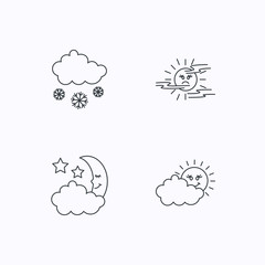 Weather, mist and snow icons.