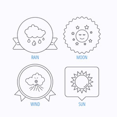 Weather, sun and rain icons.