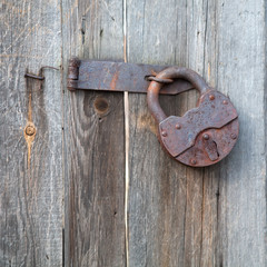 Rusty old padlock