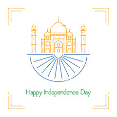 Fototapeta premium Indian Independence Day with Ashoka Wheel and national flag colors.