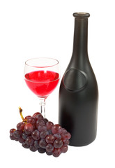 Fototapeta premium Bottle, glass and grapes