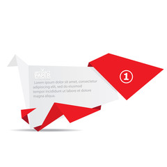 vector origami paper red banner.