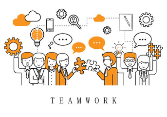 Teamwork, People Team - On White Background - Vector Illustration, Graphic Design. For Web,Websites,Magazine Page,Print Materials