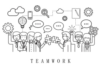 Teamwork, People Team - On White Background - Vector Illustration, Graphic Design. For Web,Websites,Magazine Page,Print Materials