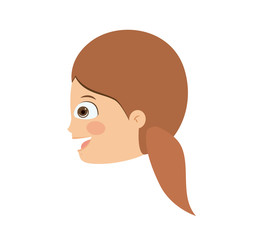 girl head profile isolated icon design, vector illustration  graphic 