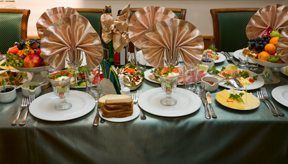 The served table at restaurant