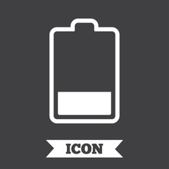 Battery low level sign icon. Electricity symbol.