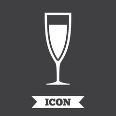 Glass of champagne sign icon. Alcohol drink.