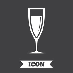 Glass of champagne sign icon. Alcohol drink.