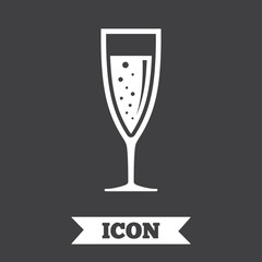 Glass of champagne sign icon. Alcohol drink.
