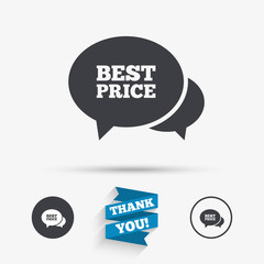 Speech bubble best price icon. Special offer.