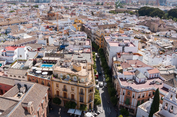 Naklejka premium Aerial view of Seville city in Spain