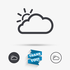 Cloud and sun sign icon. Weather symbol.