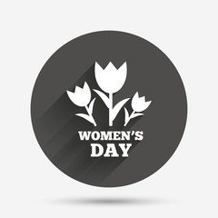 8 March Women's Day sign icon. Flowers symbol.