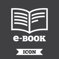E-Book sign icon. Electronic book symbol.